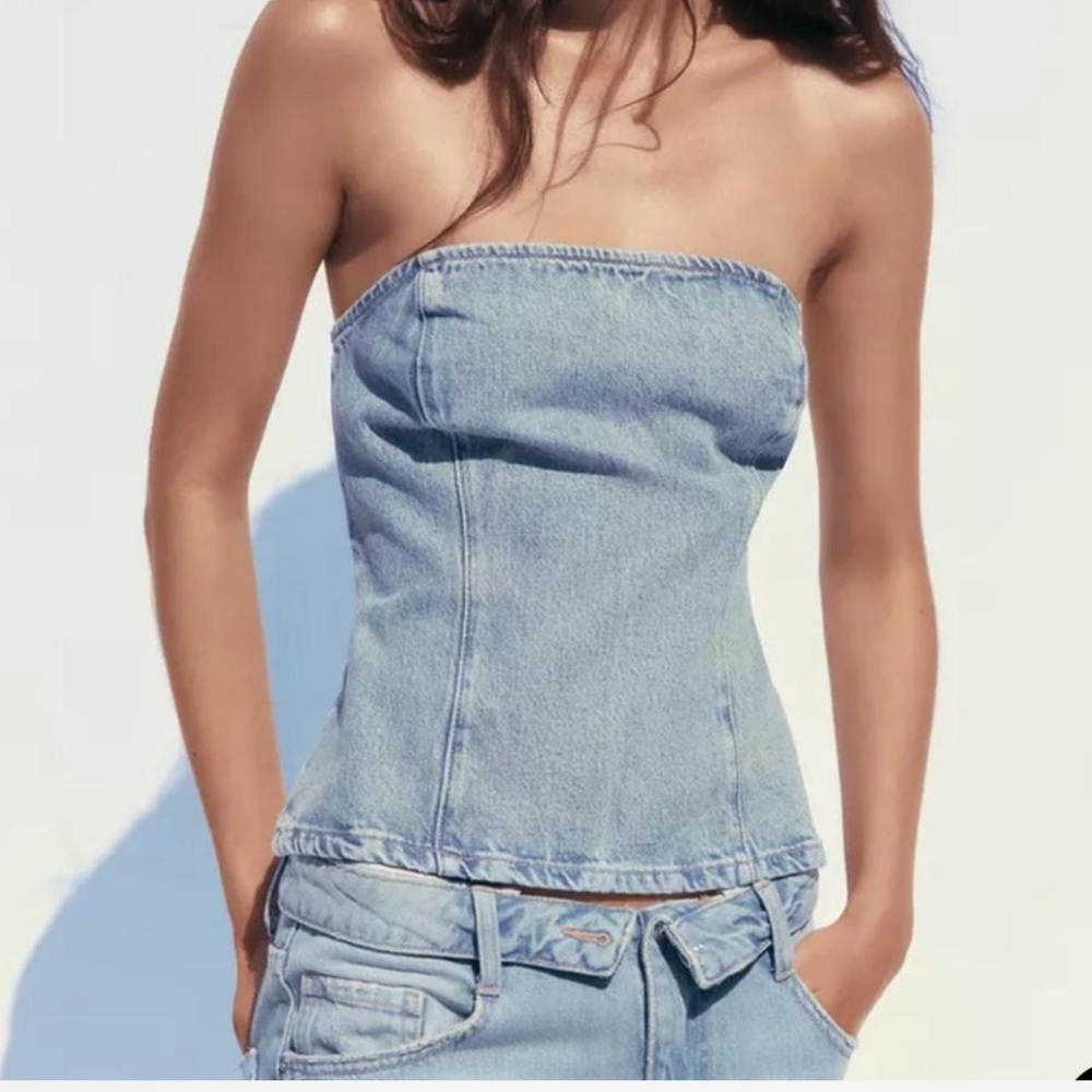 Zara Blue Bustier Crop Top